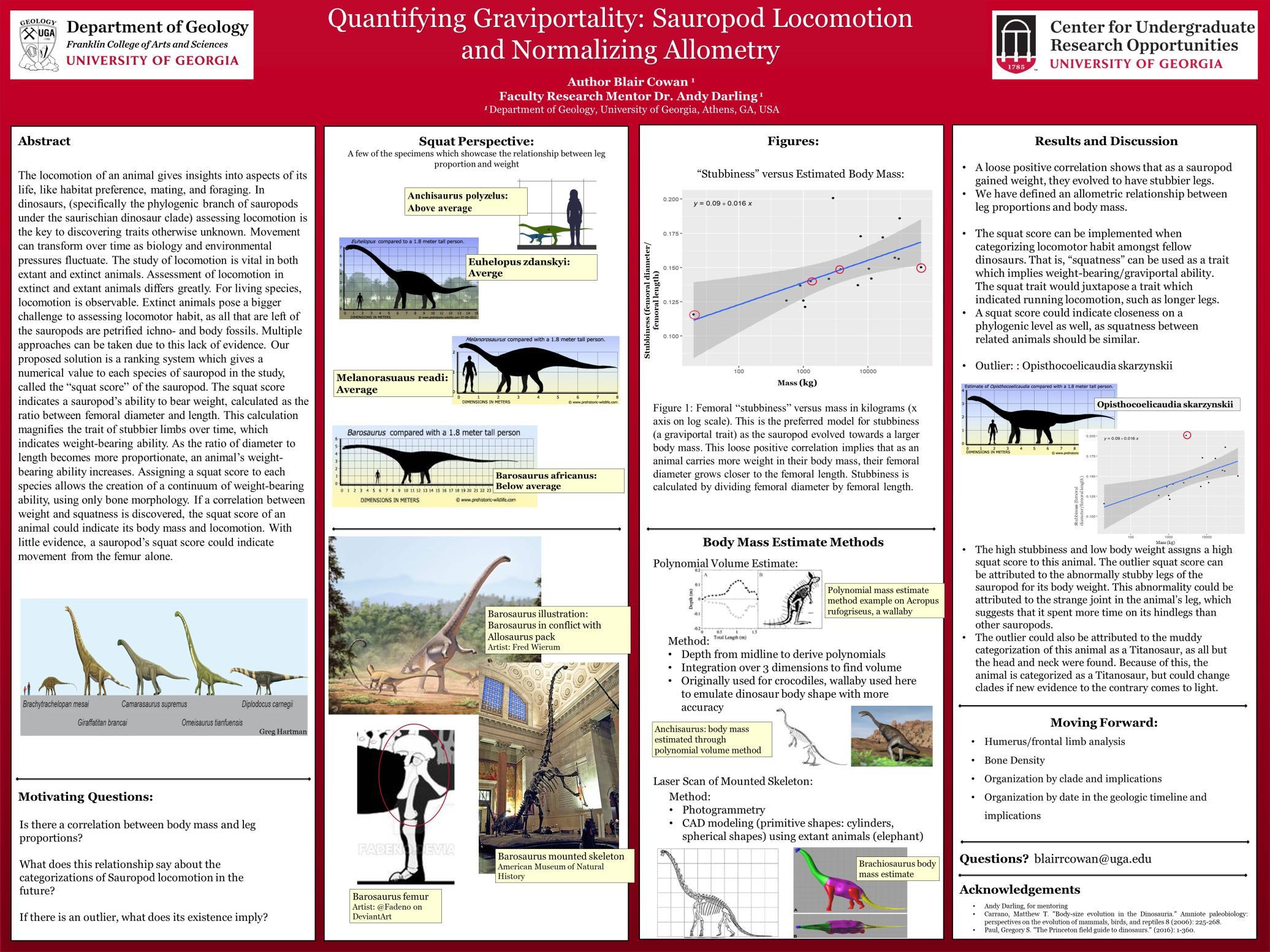 Blair Cowan - Quantifying Graviportality: Sauropod Locomotion and Normalizing Allometry.
