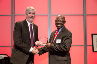 Faculty is presented an award 