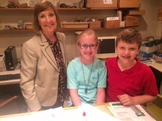  third graders Zoey Martin and Sam Seward visit Marta's office