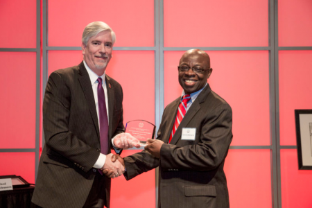 Faculty is presented an award 